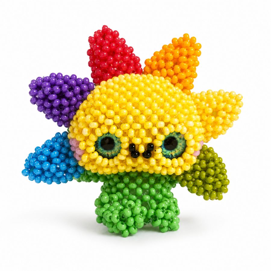 Подсолнух — игрушка из бисера ручной работы